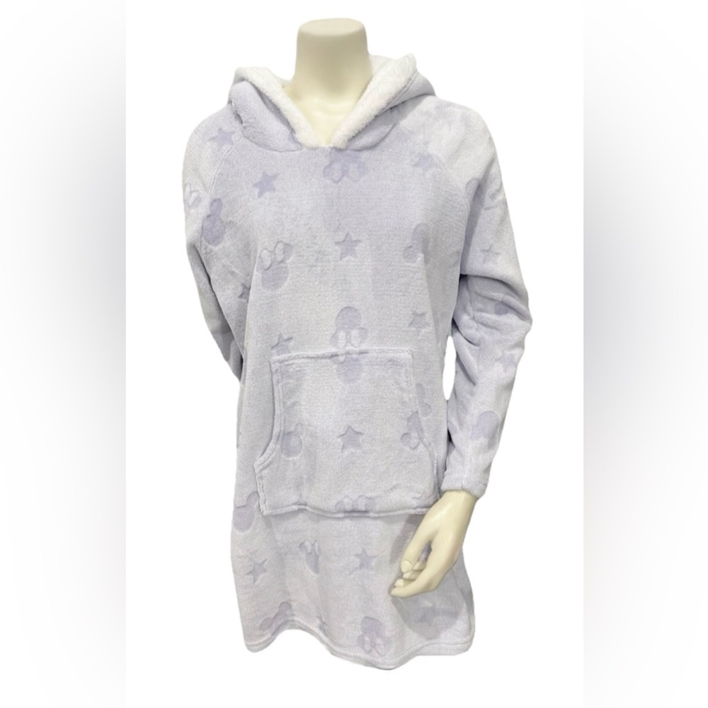 Disney Plush Hoodie Dress Large Lavender Cozy Lounge Faux Fur